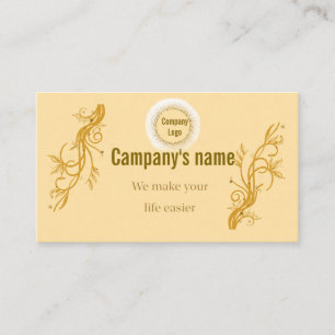 Standaard, 3,5 inch x 2,0 inch Elegant Gold Floral Visitekaartje