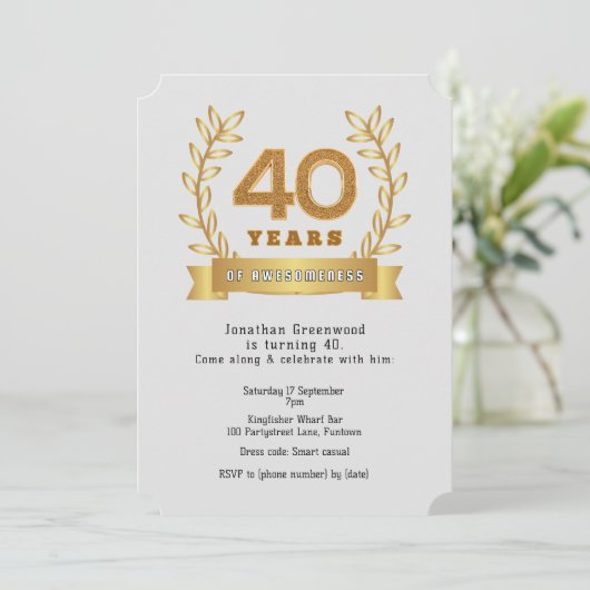 Standaard '40 jaar geweldig' wit kaart (Staand voorkant)