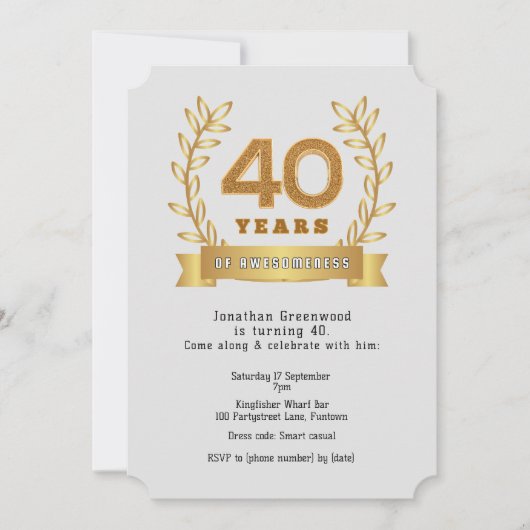 Standaard '40 jaar geweldig' wit kaart (Voorkant)