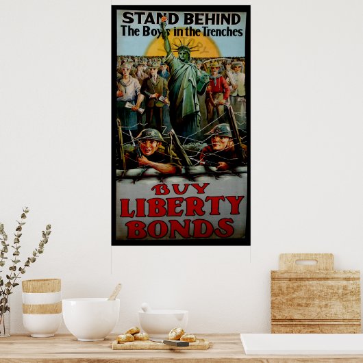  standaard achter de jongens in de Trenches Poster (Keuken)