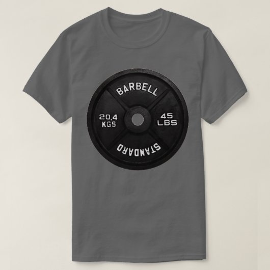 Standaard barbel bord 45 LBS T-shirt (Design voorkant)