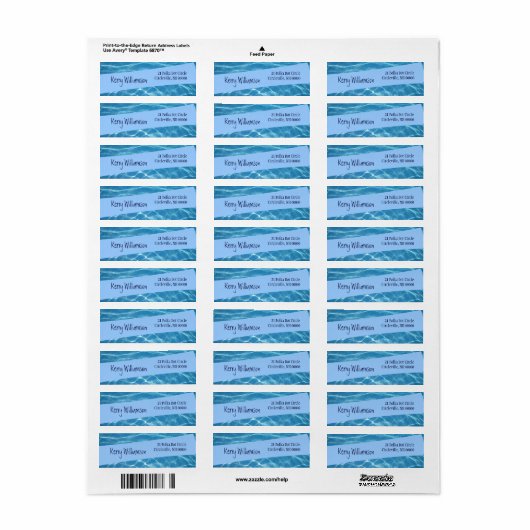 Standaard blauw water en blauw diagonaal lint etiket (Full Sheet)