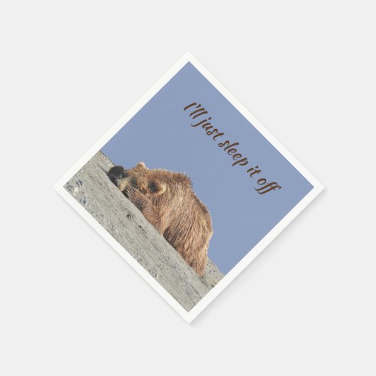 Standaard Cocktail napkin met grizzly beer Servet (Hoek)