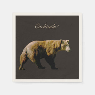 Standaard Cocktail napkin met grizzly beer Servet