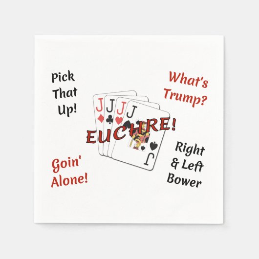Standaard Cocktail Papieren servetten - Euchre! (Voorkant)
