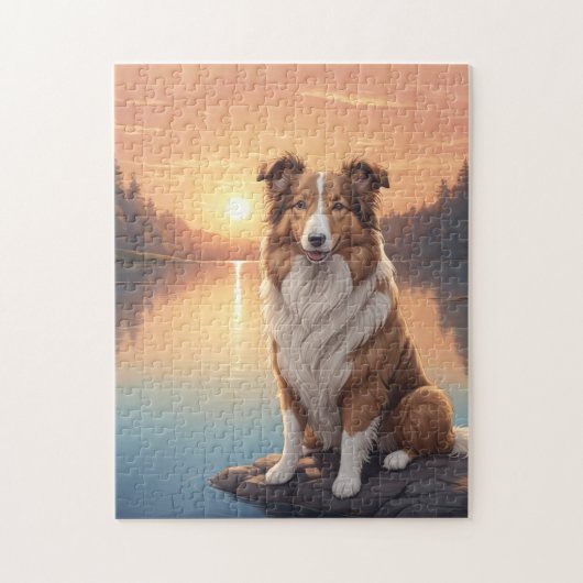 Standaard Collie bij het meer Legpuzzel (Verticaal)