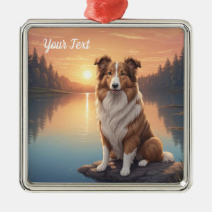 Standaard Collie bij Lake Metalen Ornament