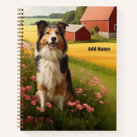 Standaard Collie op boerderij notitieboek (Voorkant)