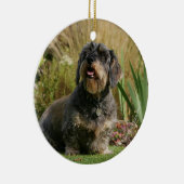 Standaard Dachshund met wirespeed Keramisch Ornament (Rechts)