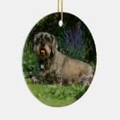 Standaard Dachshund-spits met aderharing Keramisch Ornament (Rechts)