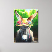 Standaard Donkey/Burro in Roos/maasbloem-pet Canvas Afdruk (Voorkant)