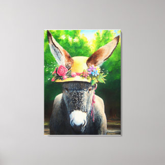 Standaard Donkey/Burro in Roos/maasbloem-pet Canvas Afdruk