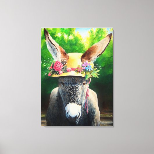 Standaard Donkey/Burro in Roos/maasbloem-pet Canvas Afdruk (Voorkant)