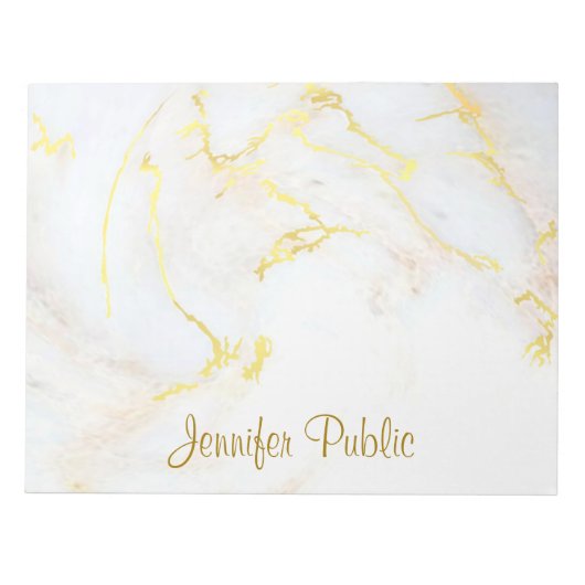 Standaard Elegant Gold White Marble-Sjabloon - Aan Notitieblok (Voorkant)
