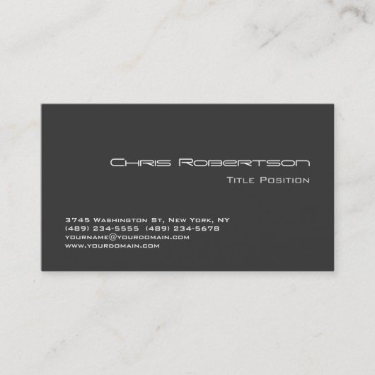 Standaard grijs elegant uniek Visitekaartje (Voorkant)