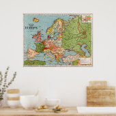 Standaard kaart van de Europa 20e eeuw Poster (Keuken)