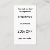 Standaard Kleine Onderneming Dank u Code Visitekaartje (Achterkant)