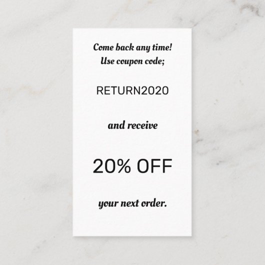 Standaard Kleine Onderneming Dank u Code Visitekaartje (Achterkant)