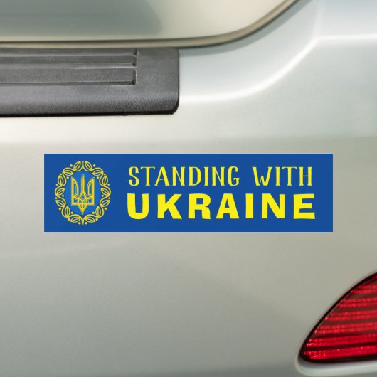 STANDAARD MET OEKRAÏNE BUMPERSTICKER (Op auto)
