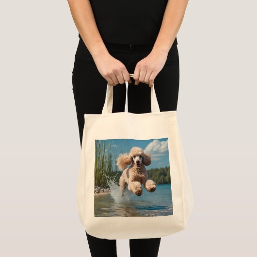 Standaard poedel elegante kruidenier Canvas tas (Voorkant (product))
