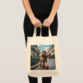 Standaard poedel elegante kruidenier Canvas tas (Voorkant (product))