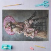 Standaard poedel gekleed in roze Decouapge Tissuepapier (Craft)