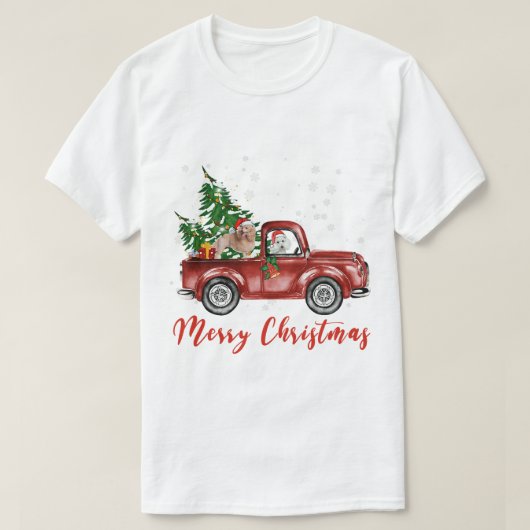 Standaard Poedel Hond Rijden Rode Vrachtwagen Kers T-shirt (Design voorkant)
