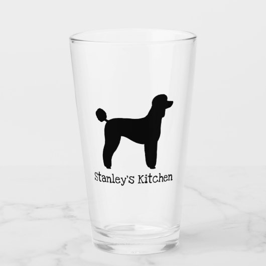 Standaard Poedel Hond Silhouet Gepersonaliseerd Glas (Voorkant)