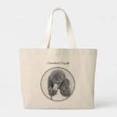 Standaard Poedel Schilderen Parti Zwart Wit Hond A Grote Tote Bag (Achterkant)