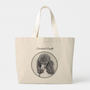 Standaard Poedel Schilderen Parti Zwart Wit Hond A Grote Tote Bag