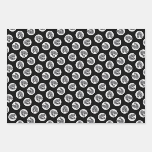 Standaard Poedel Schilderen Parti Zwart Wit Hond A Inpakpapier Vel (Voorkant 3)