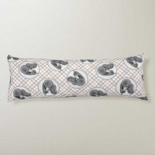 Standaard Poedel Schilderen Parti Zwart Wit Hond A Lichaamskussen (Achterkant)