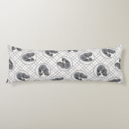 Standaard Poedel Schilderen Parti Zwart Wit Hond A Lichaamskussen (Voorkant)