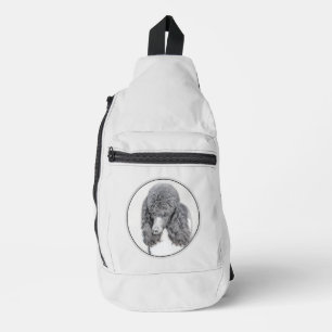 Standaard Poedel Schilderen Parti Zwart Wit Hond A Sling Bag