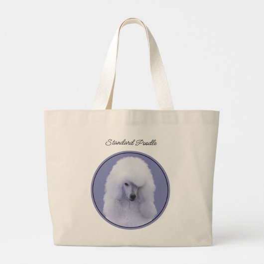Standaard Poedel Schilderen Wit Originele Hond Art Grote Tote Bag (Achterkant)