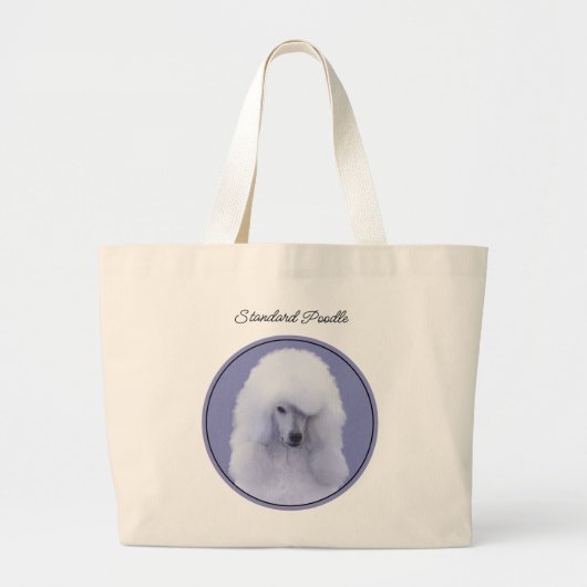 Standaard Poedel Schilderen Wit Originele Hond Art Grote Tote Bag (Voorkant)