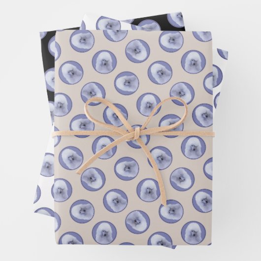 Standaard Poedel Schilderen Wit Originele Hond Art Inpakpapier Vel (In situ)