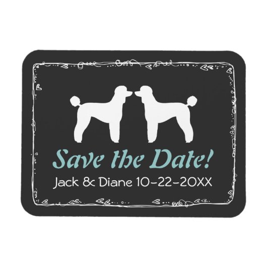 Standaard Poedel Silhouetten Bruiloft Save the Dat Magneet (Horizontaal)