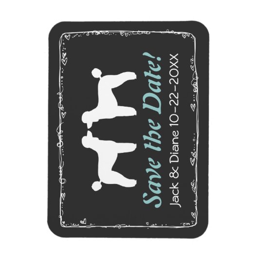 Standaard Poedel Silhouetten Bruiloft Save the Dat Magneet (Verticaal)