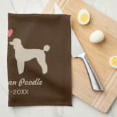 Standaard poedel silhouetten met hart en tekst theedoek (Quarter Fold)