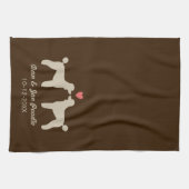 Standaard poedel silhouetten met hart en tekst theedoek (Horizontaal)