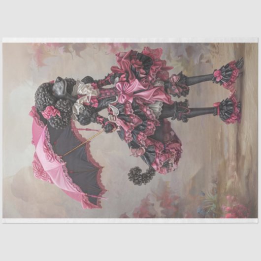 Standaard Poedel Wandelen in het Park Decoupage Tissuepapier (Voorkant)