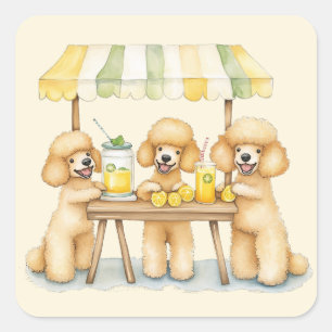 Standaard poedelhonden die een limonade stand runn vierkante sticker