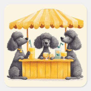 Standaard poedelhonden die een limonade stand runn vierkante sticker