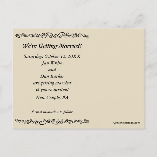 Standaard Poedels Chalkboard Bruiloft Save the Dat Aankondigingskaart (Achterkant)