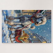 Standaard Poodle Franse slee kerst Legpuzzel (Horizontaal)