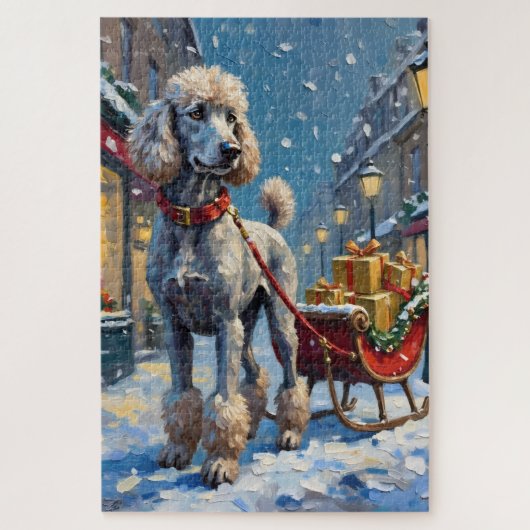 Standaard Poodle Franse slee kerst Legpuzzel (Verticaal)