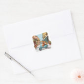 Standaard Poodle-hond rijdt op scooter Vierkante Sticker (Envelop)