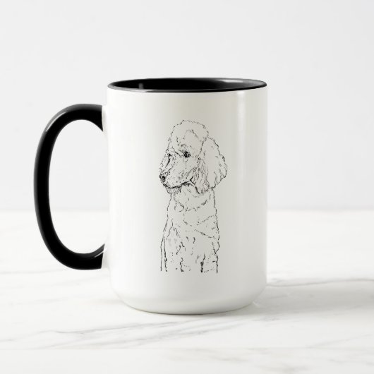 Standaard Poodle-hondillustratie - Inktkunst Mok (Links)