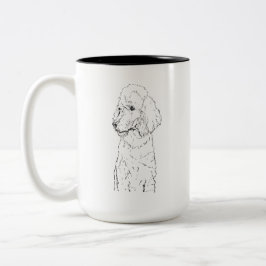 Standaard Poodle-hondillustratie - Inktkunst Tweekleurige Koffiemok